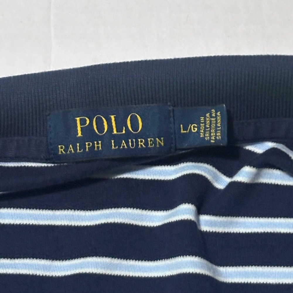 Ralph Lauren Polo in Navy and White Stripes men’s large - Picture 2 of 5